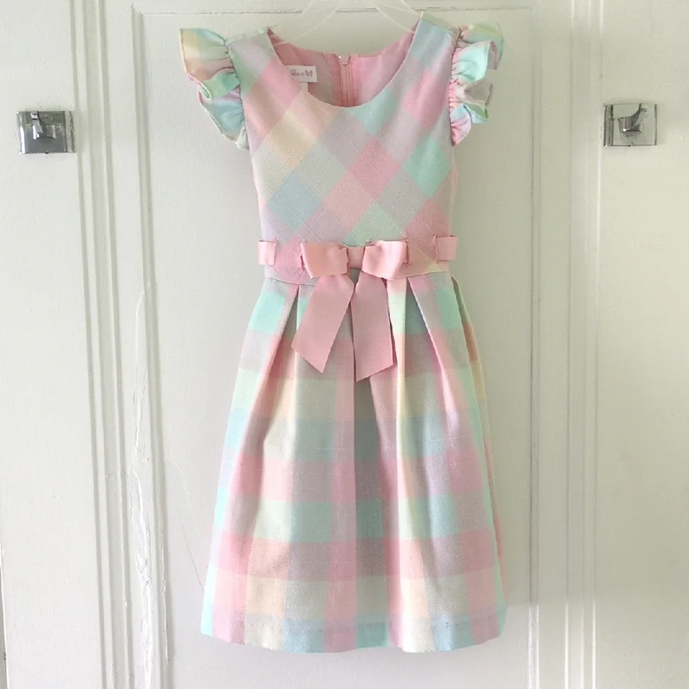 Bonnie Jean Pastel Plaid Spring Dress